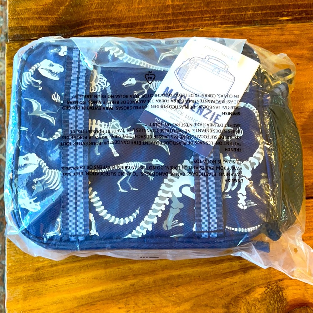 Pottery Barn Mackenzie Glow in the Dark Dinosaur Lunchbox with name “Colton”